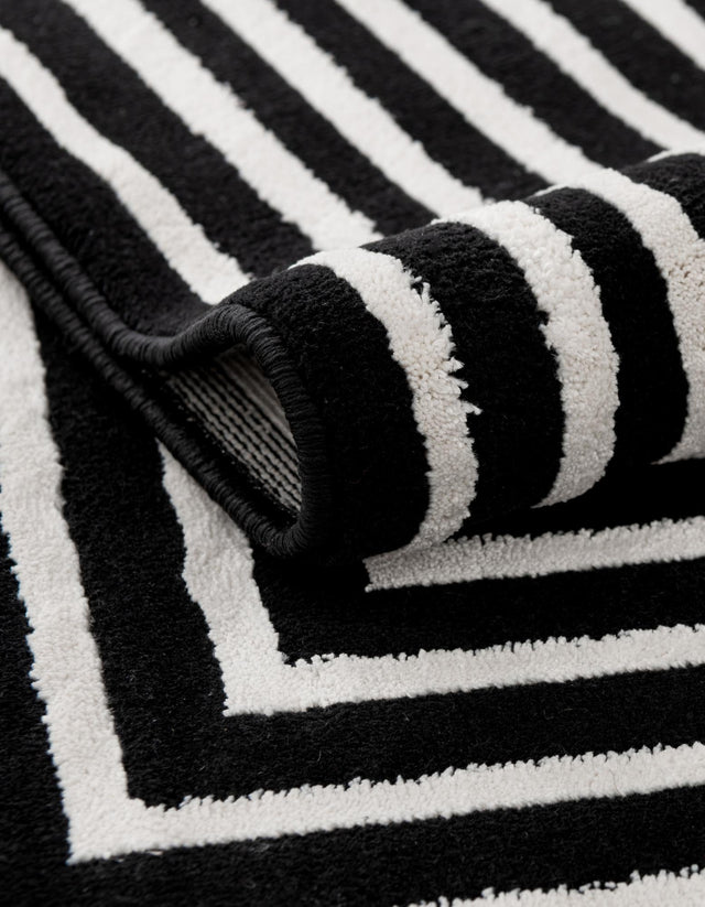 Black and White 9' x 12' Milano Rectangle Area Rug 100% Polyester with Cotton Backing Modern Contemporary Carpet for Home Decor Interior Design for Sale at Rug Engine