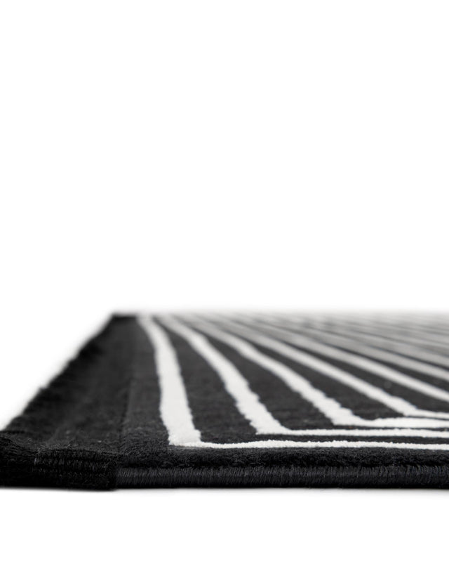 Black and White 5' 3 x 8' Milano Rectangle Area Rug 100% Polyester with Cotton Backing Modern Contemporary Carpet for Home Decor Interior Design for Sale at Rug Engine