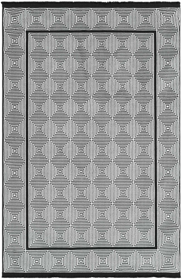 Black and White 4' 1 x 6' 1 Milano Rectangle Area Rug 100% Polyester with Cotton Backing Modern Contemporary Carpet for Home Decor Interior Design for Sale at Rug Engine