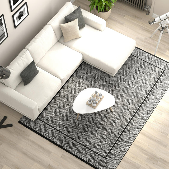 Black and White 2' x 3' 1 Milano Rectangle Area Rug 100% Polyester with Cotton Backing Modern Contemporary Carpet for Home Decor Interior Design for Sale at Rug Engine