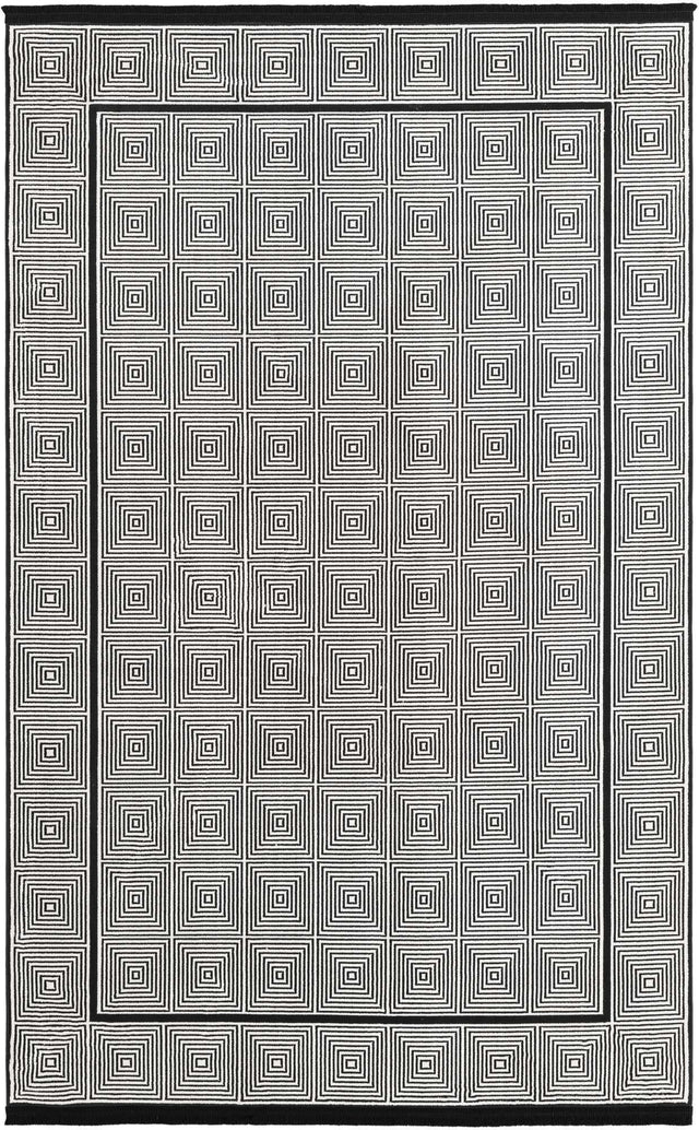 Black and White 5' 3 x 8' Milano Rectangle Area Rug 100% Polyester with Cotton Backing Modern Contemporary Carpet for Home Decor Interior Design for Sale at Rug Engine