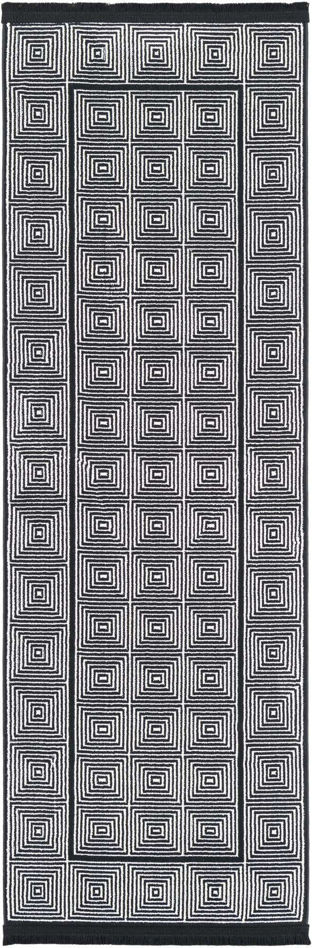 Black and White 2' x 6' 1 Milano Runner Area Rug 100% Polyester with Cotton Backing Modern Contemporary Carpet for Home Decor Interior Design for Sale at Rug Engine