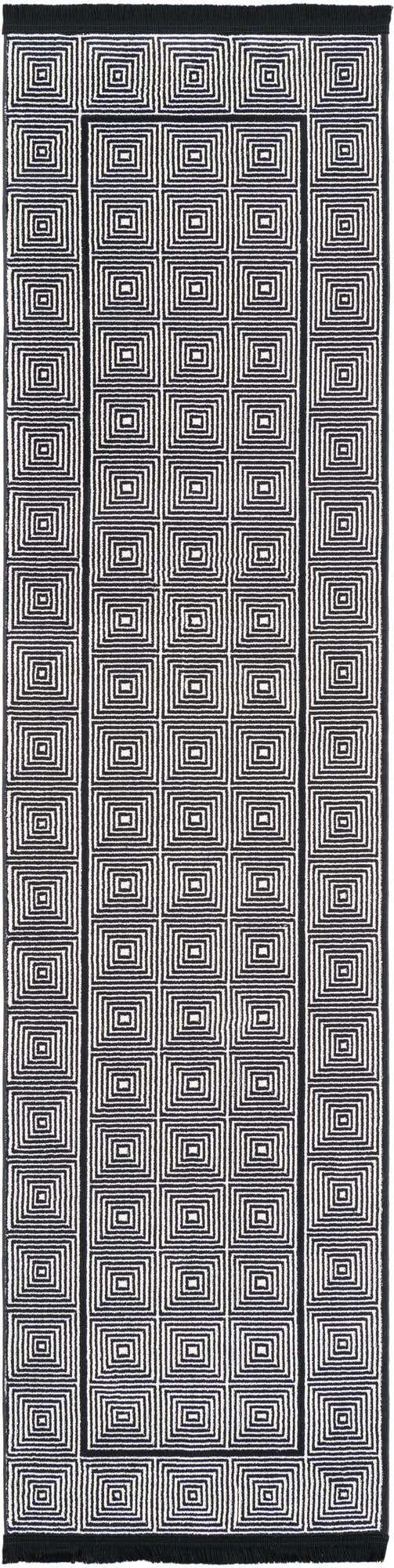 Black and White 2' x 8' Milano Runner Area Rug 100% Polyester with Cotton Backing Modern Contemporary Carpet for Home Decor Interior Design for Sale at Rug Engine