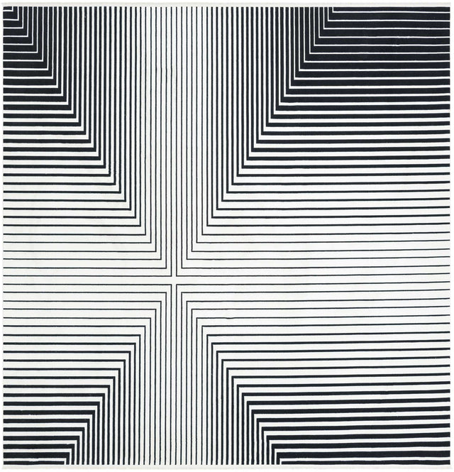 Black and White 10' x 10' Milano Square Area Rug 100% Polyester with Cotton Backing Modern Contemporary Carpet for Home Decor Interior Design for Sale at Rug Engine