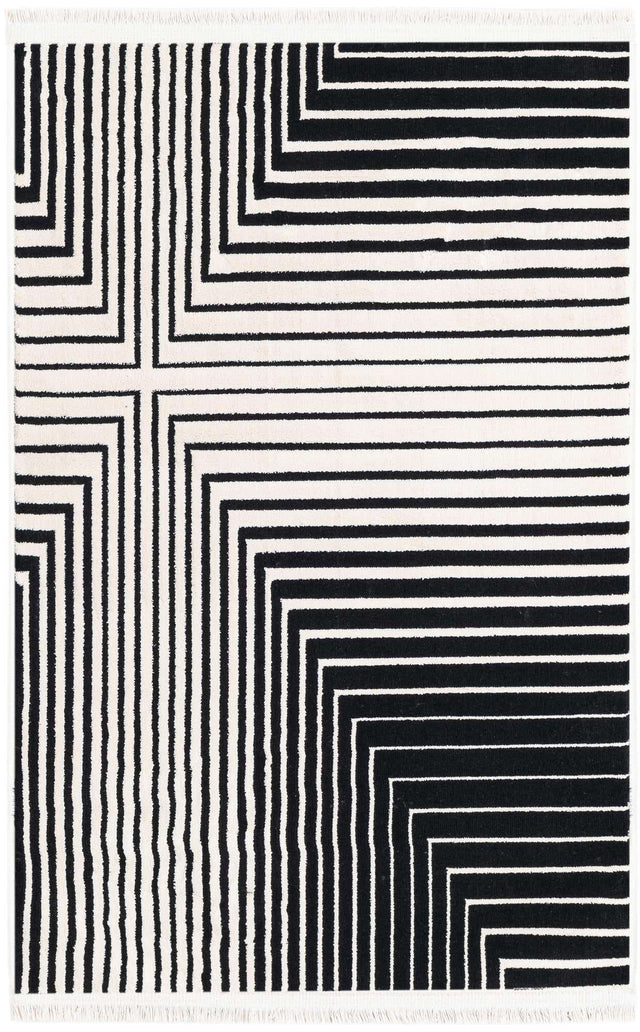 Black and White 2' x 3' 1 Milano Rectangle Area Rug 100% Polyester with Cotton Backing Modern Contemporary Carpet for Home Decor Interior Design for Sale at Rug Engine