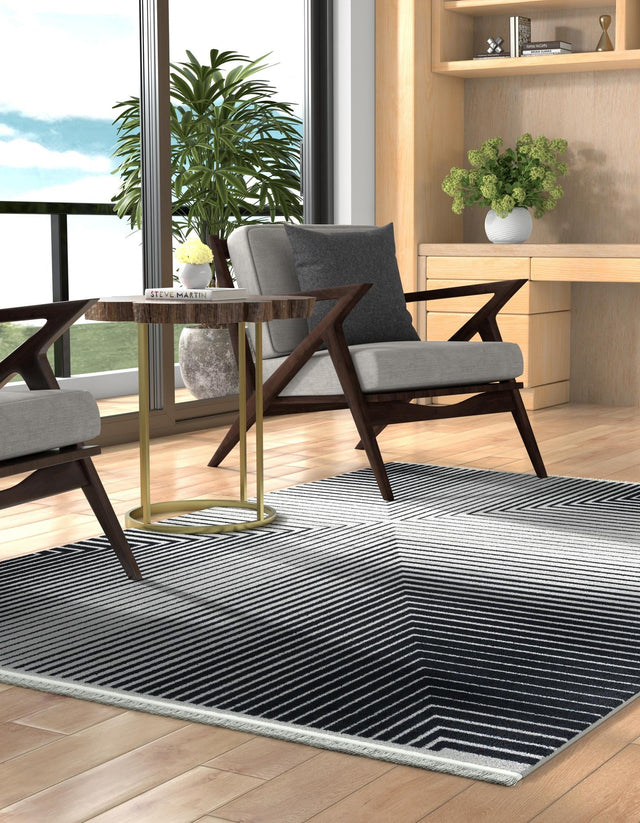 Black and White 2' x 3' 1 Milano Rectangle Area Rug 100% Polyester with Cotton Backing Modern Contemporary Carpet for Home Decor Interior Design for Sale at Rug Engine