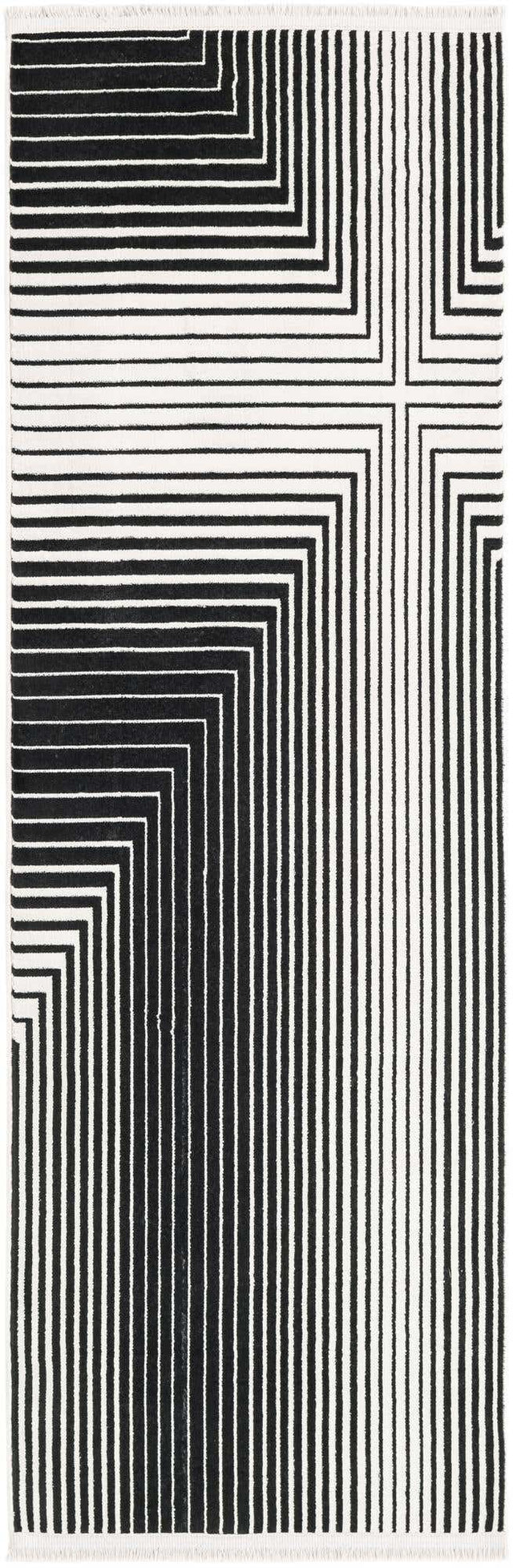 Black and White 2' x 6' 1 Milano Runner Area Rug 100% Polyester with Cotton Backing Modern Contemporary Carpet for Home Decor Interior Design for Sale at Rug Engine