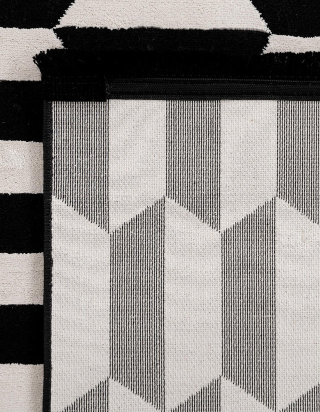 Black and White 10' x 10' Milano Square Area Rug 100% Polyester with Cotton Backing Modern Contemporary Carpet for Home Decor Interior Design for Sale at Rug Engine