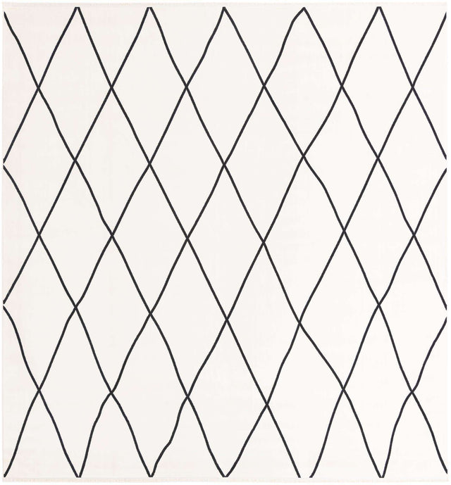 Black and White 10' x 10' Milano Square Area Rug 100% Polyester with Cotton Backing Modern Contemporary Carpet for Home Decor Interior Design for Sale at Rug Engine