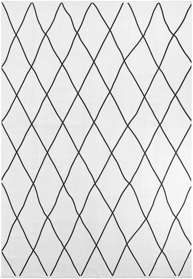 Black and White 10' x 14' 1 Milano Rectangle Area Rug 100% Polyester with Cotton Backing Modern Contemporary Carpet for Home Decor Interior Design for Sale at Rug Engine
