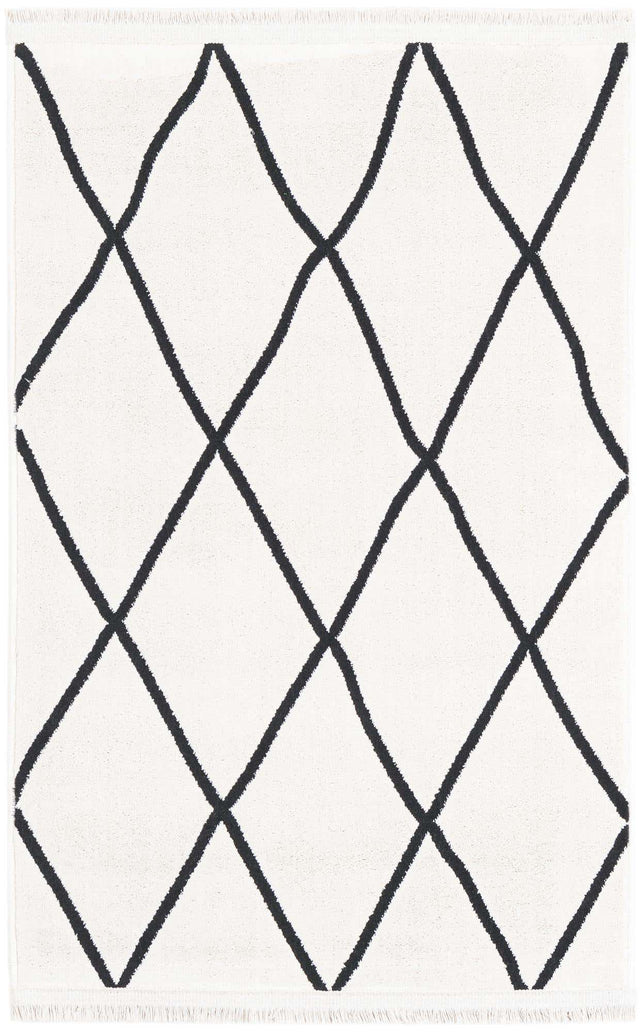 Black and White 2' x 3' 1 Milano Rectangle Area Rug 100% Polyester with Cotton Backing Modern Contemporary Carpet for Home Decor Interior Design for Sale at Rug Engine