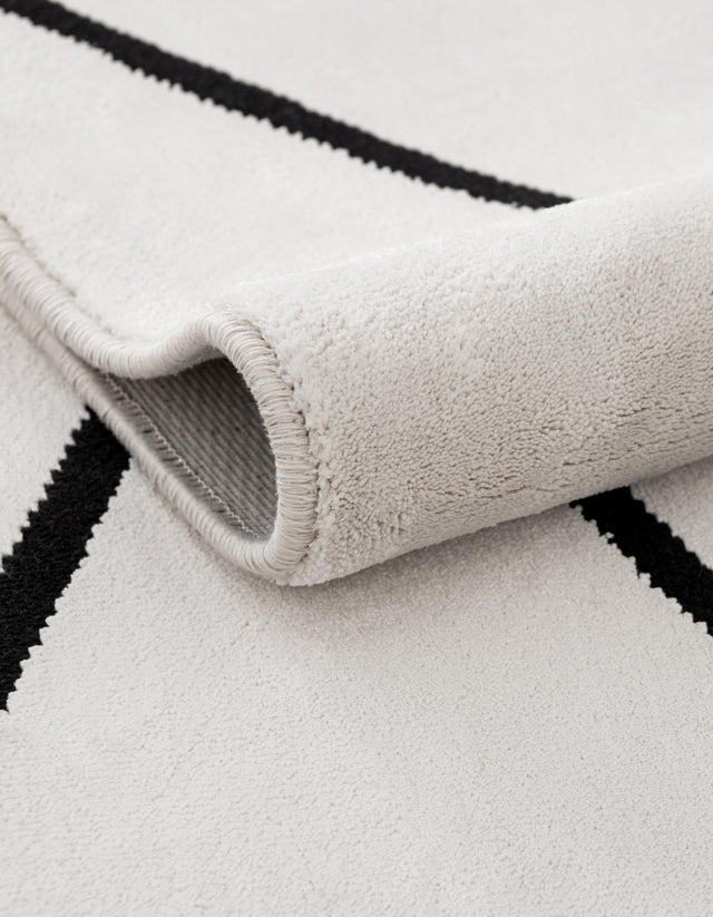 Black and White 2' x 6' 1 Milano Runner Area Rug 100% Polyester with Cotton Backing Modern Contemporary Carpet for Home Decor Interior Design for Sale at Rug Engine