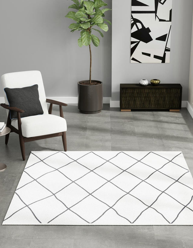 Black and White 10' x 10' Milano Square Area Rug 100% Polyester with Cotton Backing Modern Contemporary Carpet for Home Decor Interior Design for Sale at Rug Engine