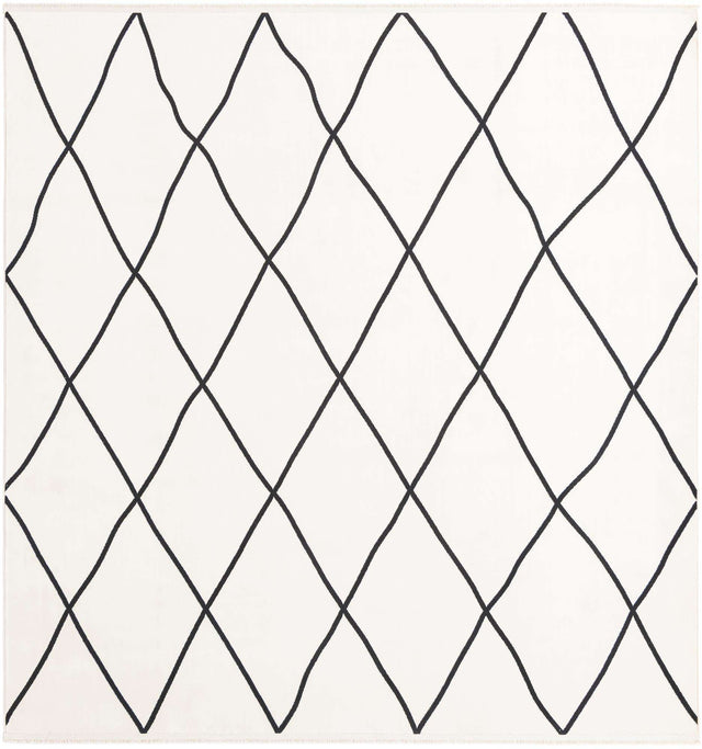 Black and White 7' 10 x 7' 10 Milano Square Area Rug 100% Polyester with Cotton Backing Modern Contemporary Carpet for Home Decor Interior Design for Sale at Rug Engine