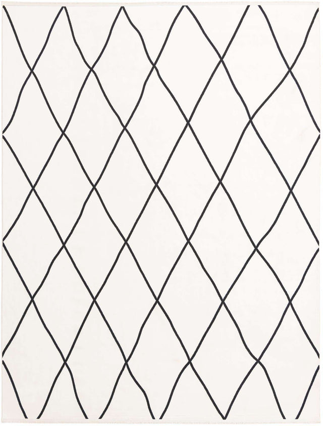 Black and White 7' 10 x 10' Milano Rectangle Area Rug 100% Polyester with Cotton Backing Modern Contemporary Carpet for Home Decor Interior Design for Sale at Rug Engine