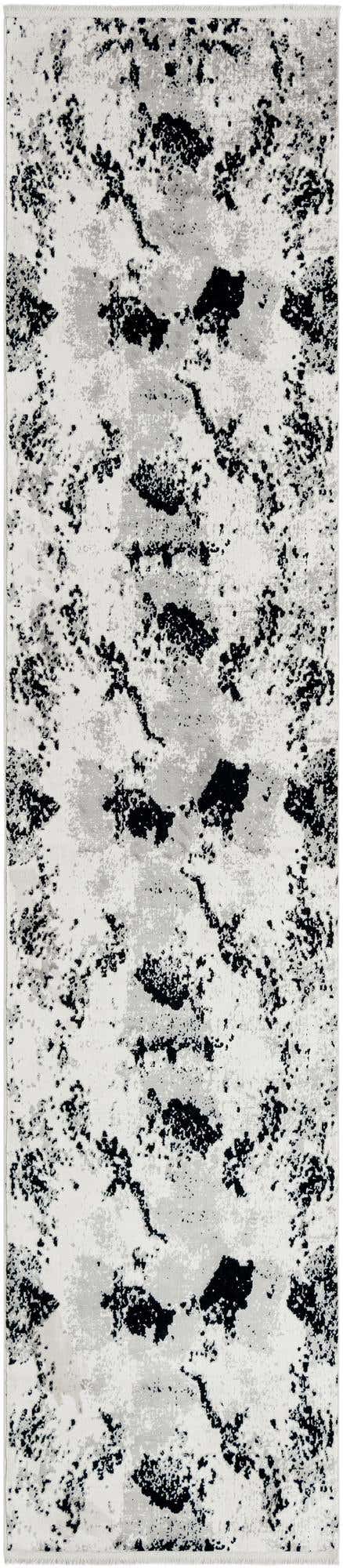 Black and White 2' 7 x 12' Milano Runner Area Rug 100% Polyester with Cotton Backing Modern Contemporary Carpet for Home Decor Interior Design for Sale at Rug Engine