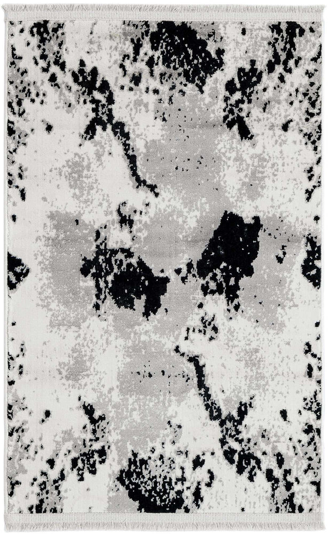 Black and White 2' x 3' 1 Milano Rectangle Area Rug 100% Polyester with Cotton Backing Modern Contemporary Carpet for Home Decor Interior Design for Sale at Rug Engine