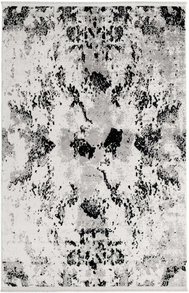 Black and White 4' 1 x 6' 1 Milano Rectangle Area Rug 100% Polyester with Cotton Backing Modern Contemporary Carpet for Home Decor Interior Design for Sale at Rug Engine