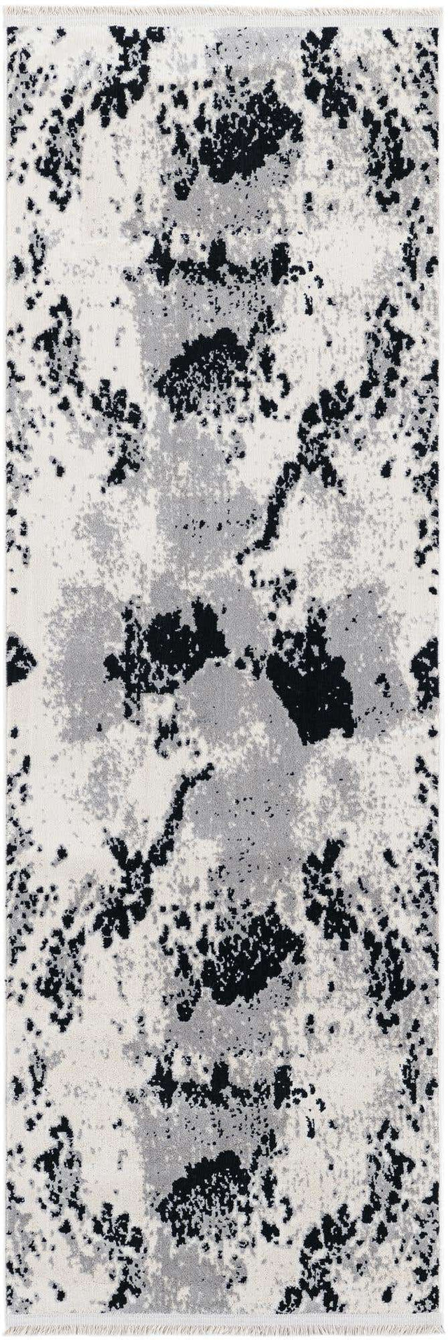 Black and White 2' x 6' 1 Milano Runner Area Rug 100% Polyester with Cotton Backing Modern Contemporary Carpet for Home Decor Interior Design for Sale at Rug Engine