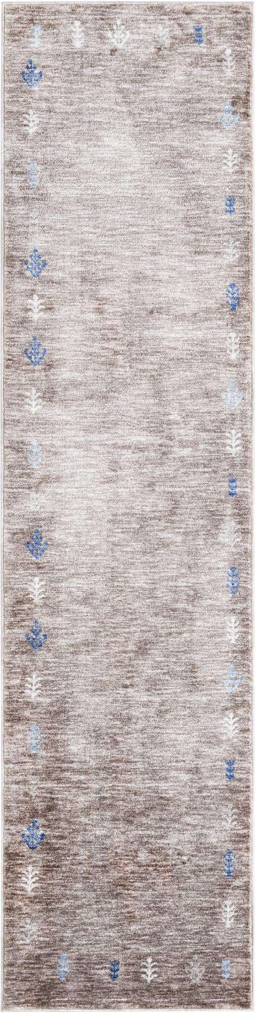 Gray Brown 2' 7 x 10' Gabbeh Runner Area Rug 100% Polyester (Space-Dyed Yarn) Stylish Contemporary Carpet for Home Interior Design for Sale at Rug Engine