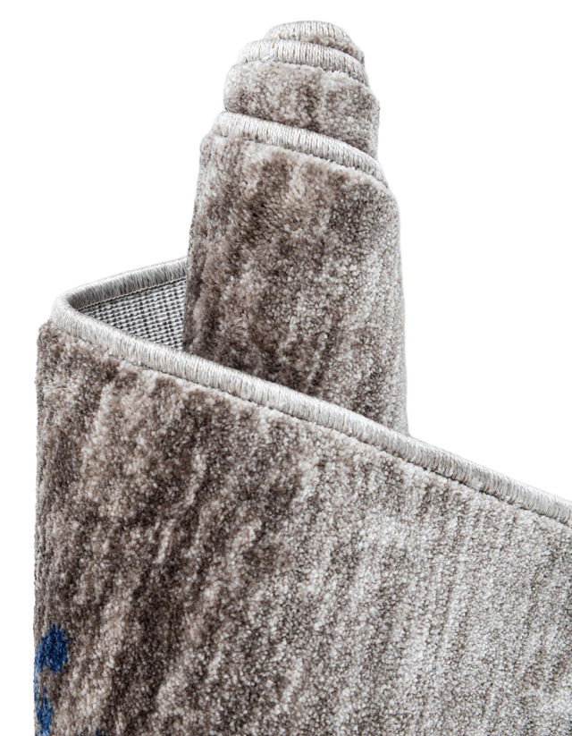 Gray Brown 5' 3 x 5' 3 Gabbeh Round Area Rug 100% Polyester (Space-Dyed Yarn) Stylish Contemporary Carpet for Home Interior Design for Sale at Rug Engine