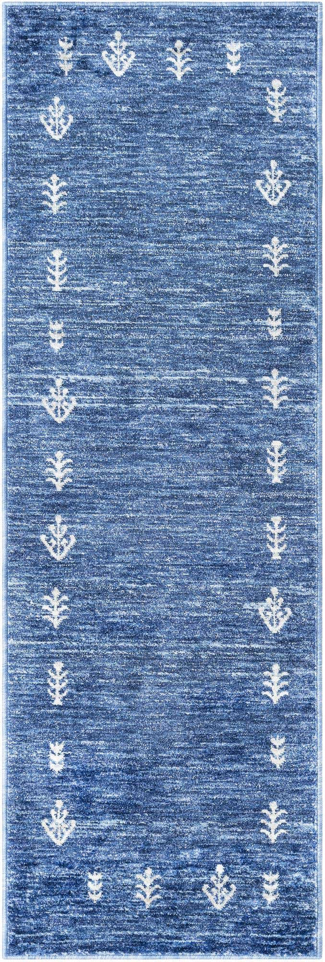 Navy Blue 2' x 6' 1 Gabbeh Runner Area Rug 100% Polyester (Space-Dyed Yarn) Stylish Contemporary Carpet for Home Interior Design for Sale at Rug Engine
