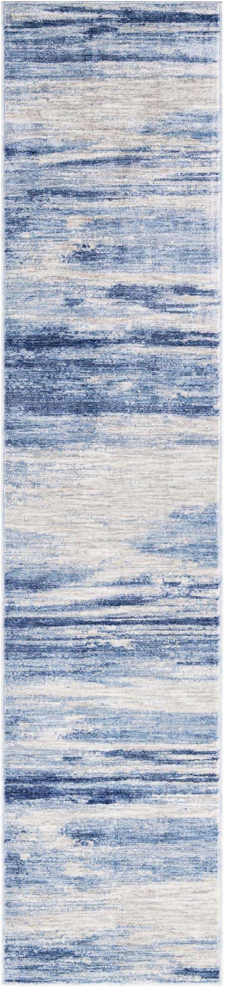 Blue Ivory 2' 7 x 12' Gabbeh Runner Area Rug 100% Polyester (Space-Dyed Yarn) Stylish Contemporary Carpet for Home Interior Design for Sale at Rug Engine