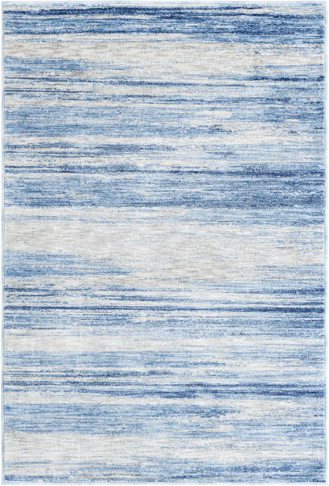 Blue Ivory 4' 1 x 6' 1 Gabbeh Rectangle Area Rug 100% Polyester (Space-Dyed Yarn) Stylish Contemporary Carpet for Home Interior Design for Sale at Rug Engine