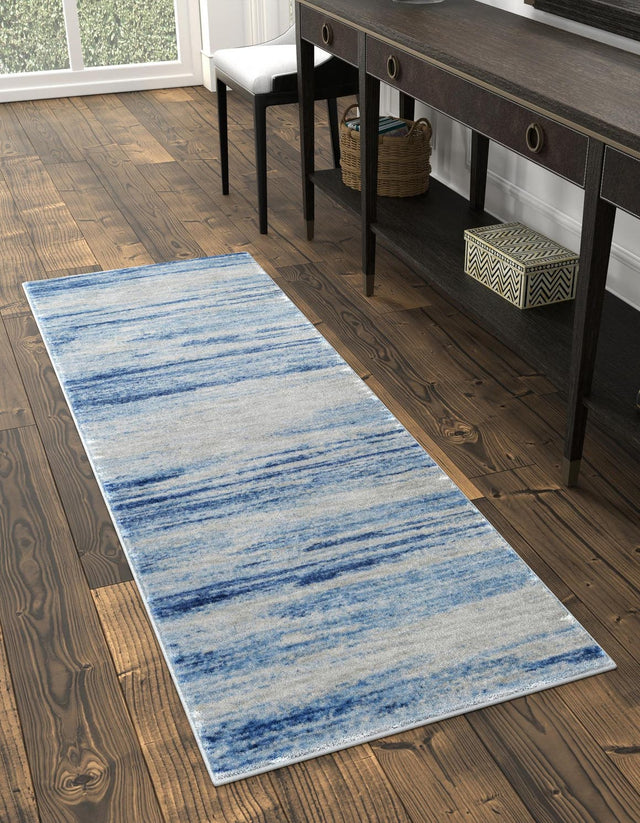 Blue Ivory 2' x 6' 1 Gabbeh Runner Area Rug 100% Polyester (Space-Dyed Yarn) Stylish Contemporary Carpet for Home Interior Design for Sale at Rug Engine