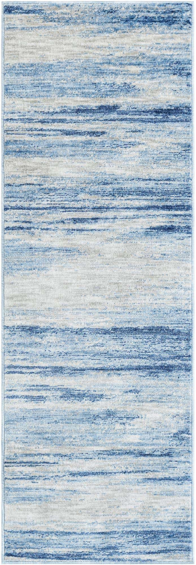 Blue Ivory 2' x 6' 1 Gabbeh Runner Area Rug 100% Polyester (Space-Dyed Yarn) Stylish Contemporary Carpet for Home Interior Design for Sale at Rug Engine