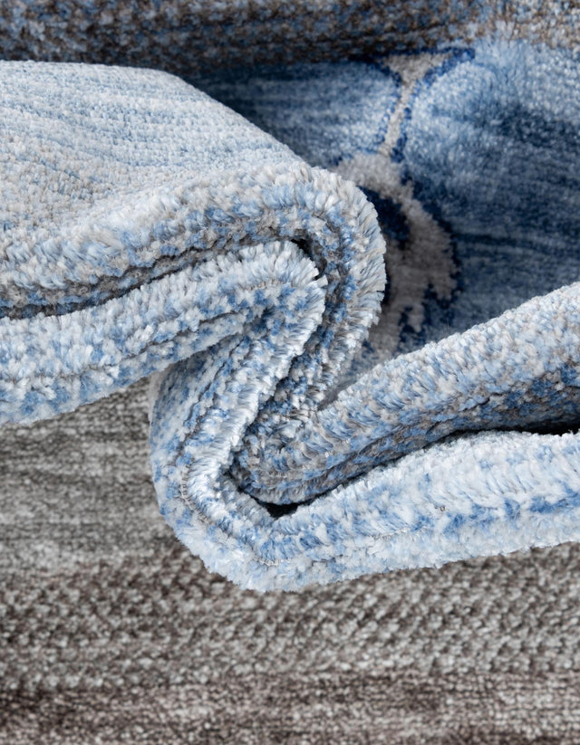 Blue Gray 5' 3 x 8' Gabbeh Rectangle Area Rug 100% Polyester (Space-Dyed Yarn) Stylish Contemporary Carpet for Home Interior Design for Sale at Rug Engine