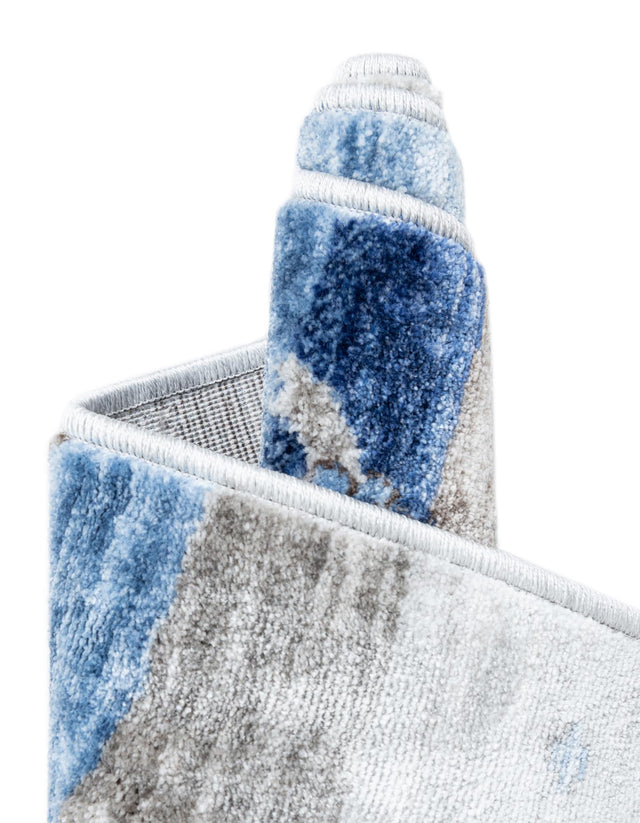 Blue Gray 5' 3 x 8' Gabbeh Rectangle Area Rug 100% Polyester (Space-Dyed Yarn) Stylish Contemporary Carpet for Home Interior Design for Sale at Rug Engine