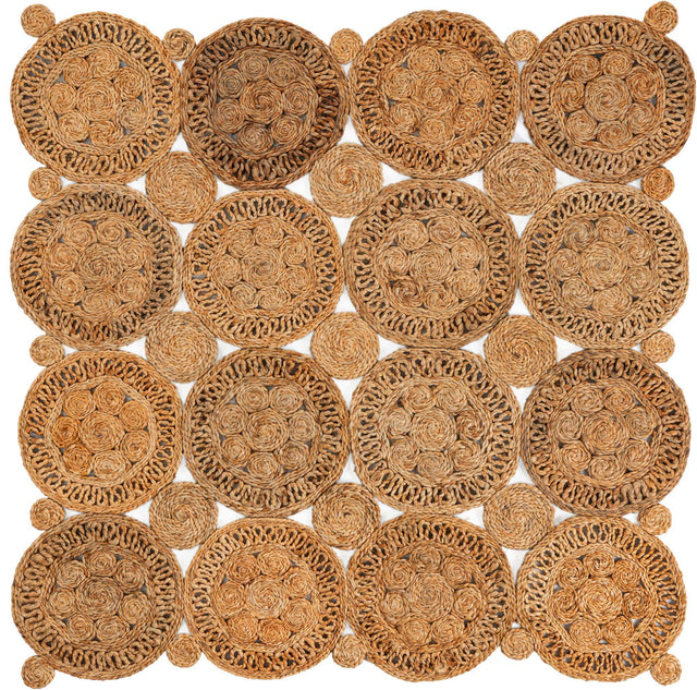Natural 4' 1 x 4' 1 Braided Jute Square Area Rug 100% Jute Hand Braided Natural Eco-Friendly Boho Style Carpet for Living Rooms Dining Office Space Dorms for Sale at Rug Engine