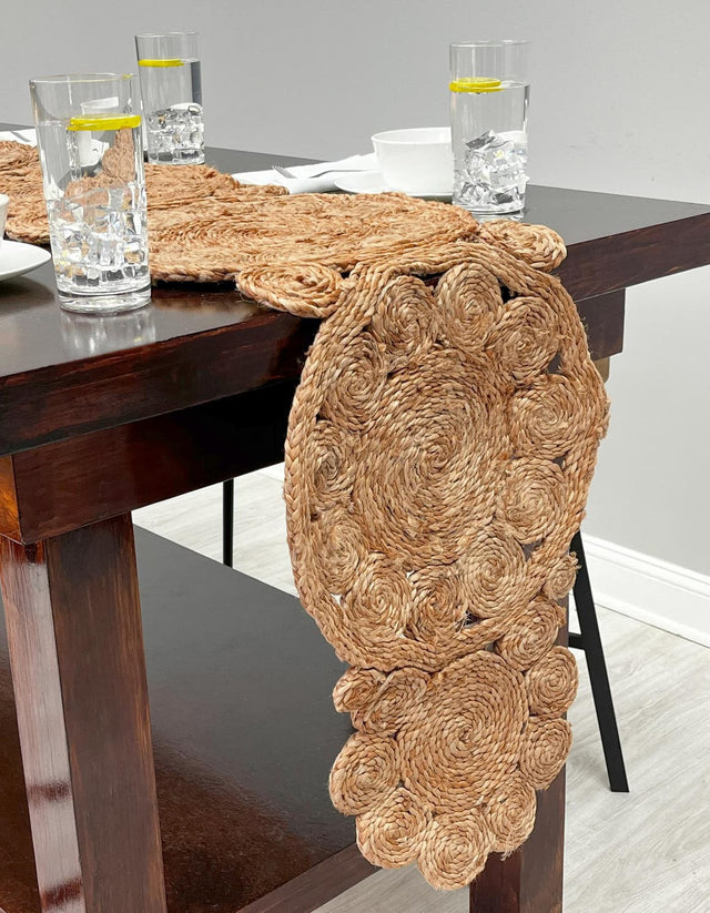 Natural 1' 4 x 6' 1 Braided Jute Table Runner Area Rug Decorative Dining Room Kitchen All Natural Material Table Cover 100% Jute Hand Braided Natural Eco-Friendly Boho Style Carpet for Living Rooms Dining Office Space Dorms for Sale at Rug Engine