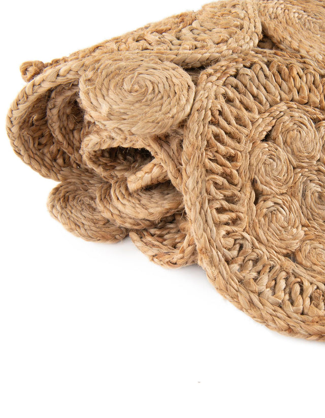 Natural 1' 4 x 6' 1 Braided Jute Table Runner Area Rug Decorative Dining Room Kitchen All Natural Material Table Cover 100% Jute Hand Braided Natural Eco-Friendly Boho Style Carpet for Living Rooms Dining Office Space Dorms for Sale at Rug Engine