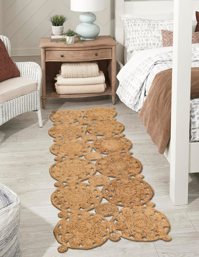 Natural 2' 7 x 8' Braided Jute Runner Area Rug 100% Jute Hand Braided Natural Eco-Friendly Boho Style Carpet for Living Rooms Dining Office Space Dorms for Sale at Rug Engine