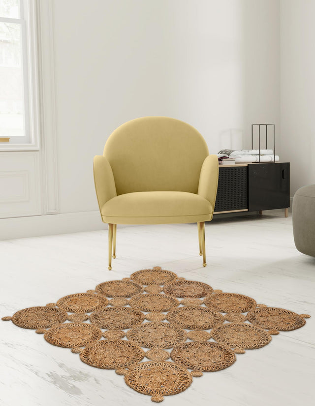 Natural 7' 10 x 7' 10 Braided Jute Square Area Rug 100% Jute Hand Braided Natural Eco-Friendly Boho Style Carpet for Living Rooms Dining Office Space Dorms for Sale at Rug Engine