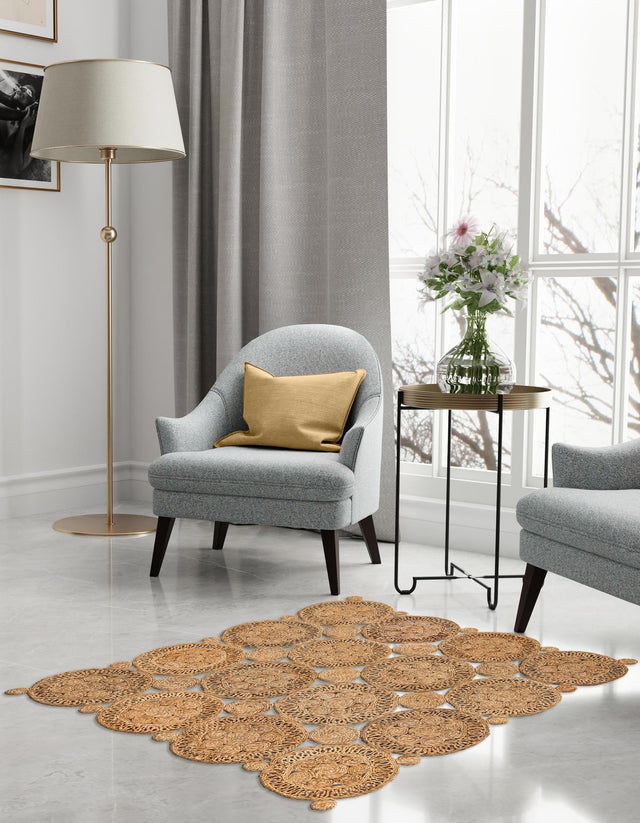 Natural 7' 10 x 7' 10 Braided Jute Square Area Rug 100% Jute Hand Braided Natural Eco-Friendly Boho Style Carpet for Living Rooms Dining Office Space Dorms for Sale at Rug Engine