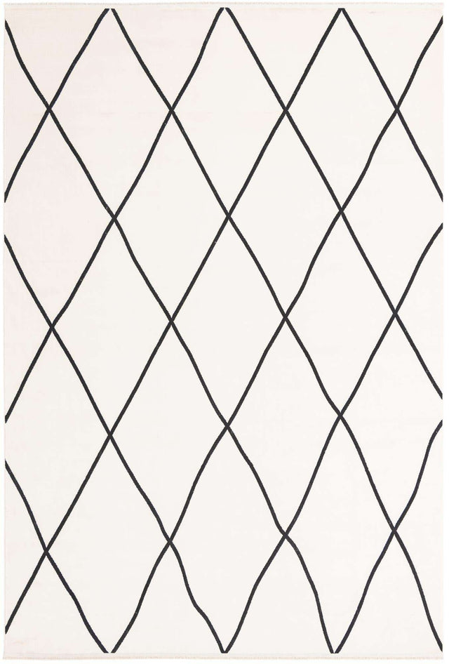 Black and White 7' 1 x 10' Milano Rectangle Area Rug 100% Polyester with Cotton Backing Modern Contemporary Carpet for Home Decor Interior Design for Sale at Rug Engine