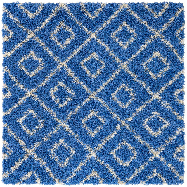 Periwinkle.Blue 4' 1 x 4' 1 Trellis Shag Square Area Rug Thick Soft Touch Fluffy & Plush Shaggy Pile Geometric Modern Unique Carpet for Home Interior Design for Sale at Rug Engine