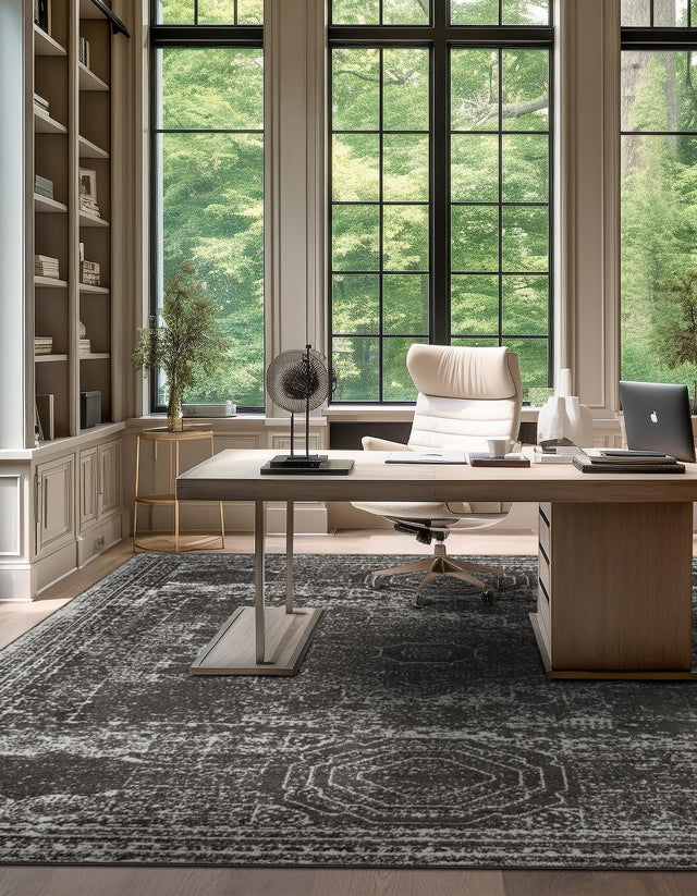 Dark Gray 5' 3 x 5' 3 Bromley Square Area Rug 100% Polypropylene With Cotton Backing Vintage Distressed Colorful Traditional Carpet for Living Dining Rooms Offices for Sale at Rug Engine