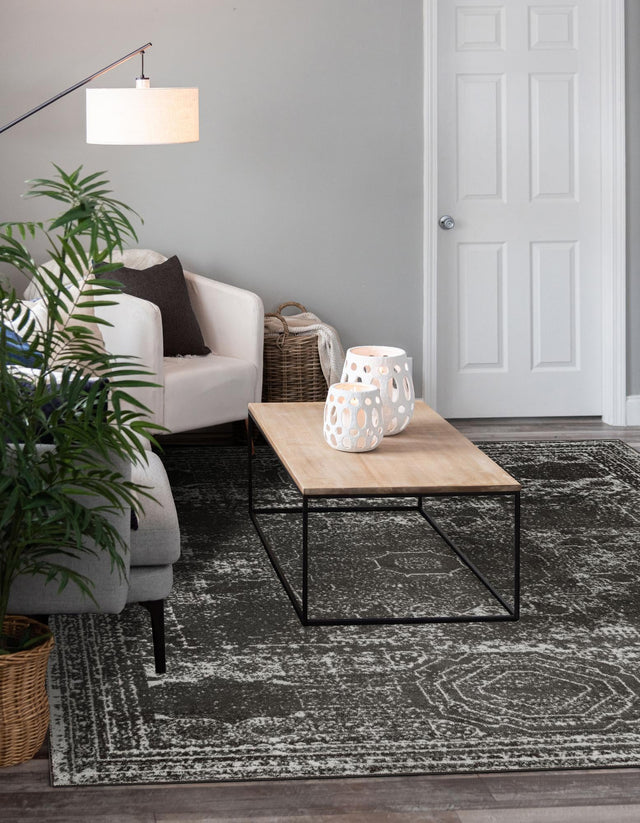Dark Gray 5' 3 x 5' 3 Bromley Square Area Rug 100% Polypropylene With Cotton Backing Vintage Distressed Colorful Traditional Carpet for Living Dining Rooms Offices for Sale at Rug Engine