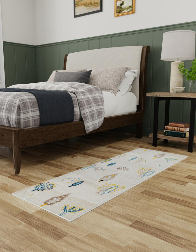 Ivory 2' x 6' 1 Laguna Runner Area Rug 100% Polypropylene Modern Contemporary Carpet for Bedrooms, Living Room, Dining, Office for Sale at Rug Engine