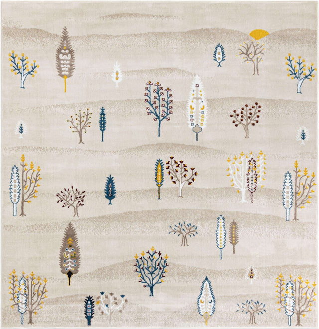 Ivory 7' 10 x 7' 10 Laguna Square Area Rug 100% Polypropylene Modern Contemporary Carpet for Bedrooms, Living Room, Dining, Office for Sale at Rug Engine