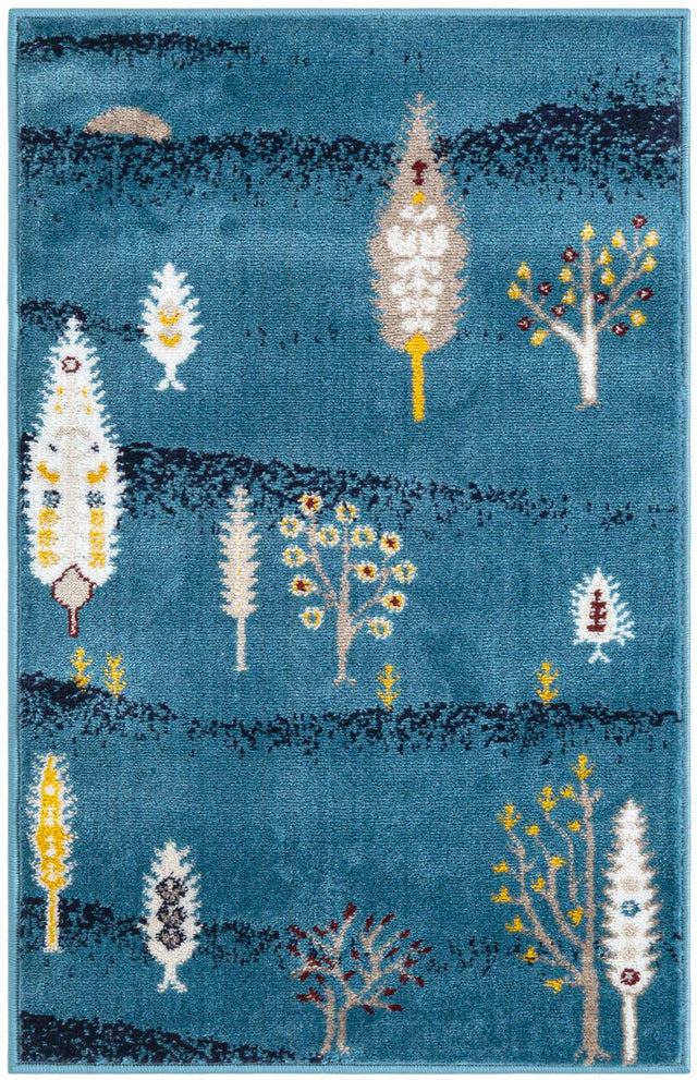 Blue 2' x 3' 1 Laguna Rectangle Area Rug 100% Polypropylene Modern Contemporary Carpet for Bedrooms, Living Room, Dining, Office for Sale at Rug Engine