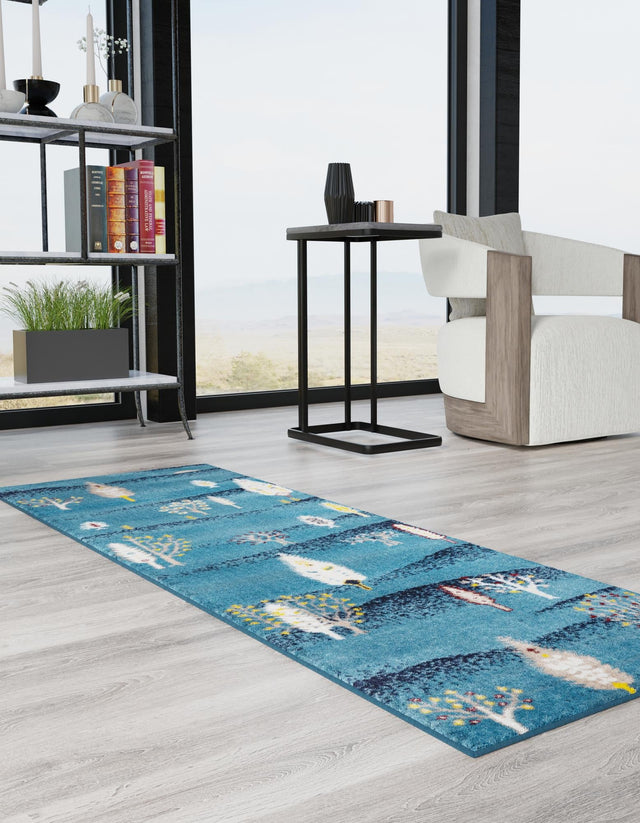 Blue 2' x 6' 1 Laguna Runner Area Rug 100% Polypropylene Modern Contemporary Carpet for Bedrooms, Living Room, Dining, Office for Sale at Rug Engine