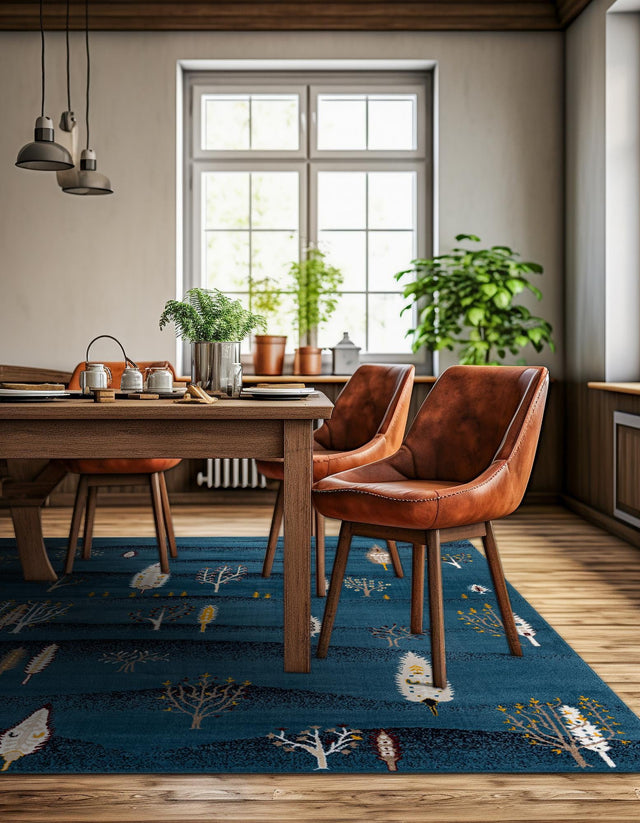 Blue 7' 10 x 7' 10 Laguna Square Area Rug 100% Polypropylene Modern Contemporary Carpet for Bedrooms, Living Room, Dining, Office for Sale at Rug Engine
