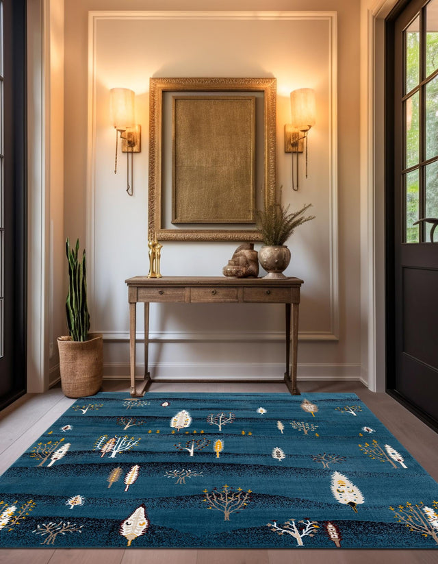 Blue 7' 10 x 7' 10 Laguna Square Area Rug 100% Polypropylene Modern Contemporary Carpet for Bedrooms, Living Room, Dining, Office for Sale at Rug Engine