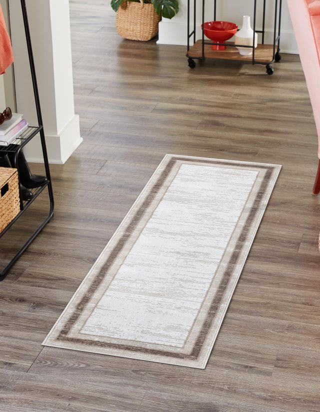 Ivory 2' 7 x 8' Laguna Runner Area Rug 100% Polypropylene Modern Contemporary Carpet for Bedrooms, Living Room, Dining, Office for Sale at Rug Engine