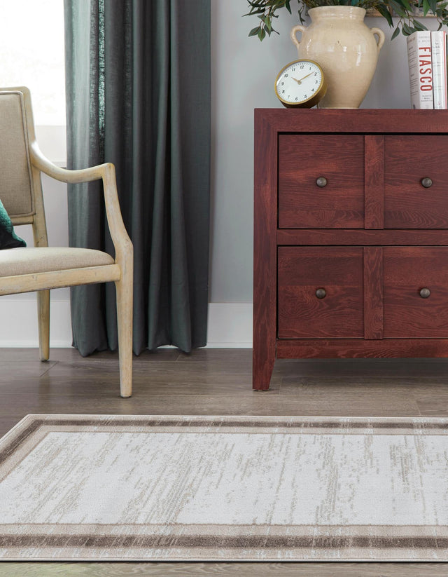 Ivory 2' x 6' 1 Laguna Runner Area Rug 100% Polypropylene Modern Contemporary Carpet for Bedrooms, Living Room, Dining, Office for Sale at Rug Engine